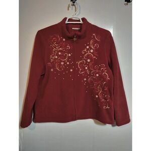 Croft & Barrow Red Zip Up Christmas Holiday Winter Sweater Woman XL